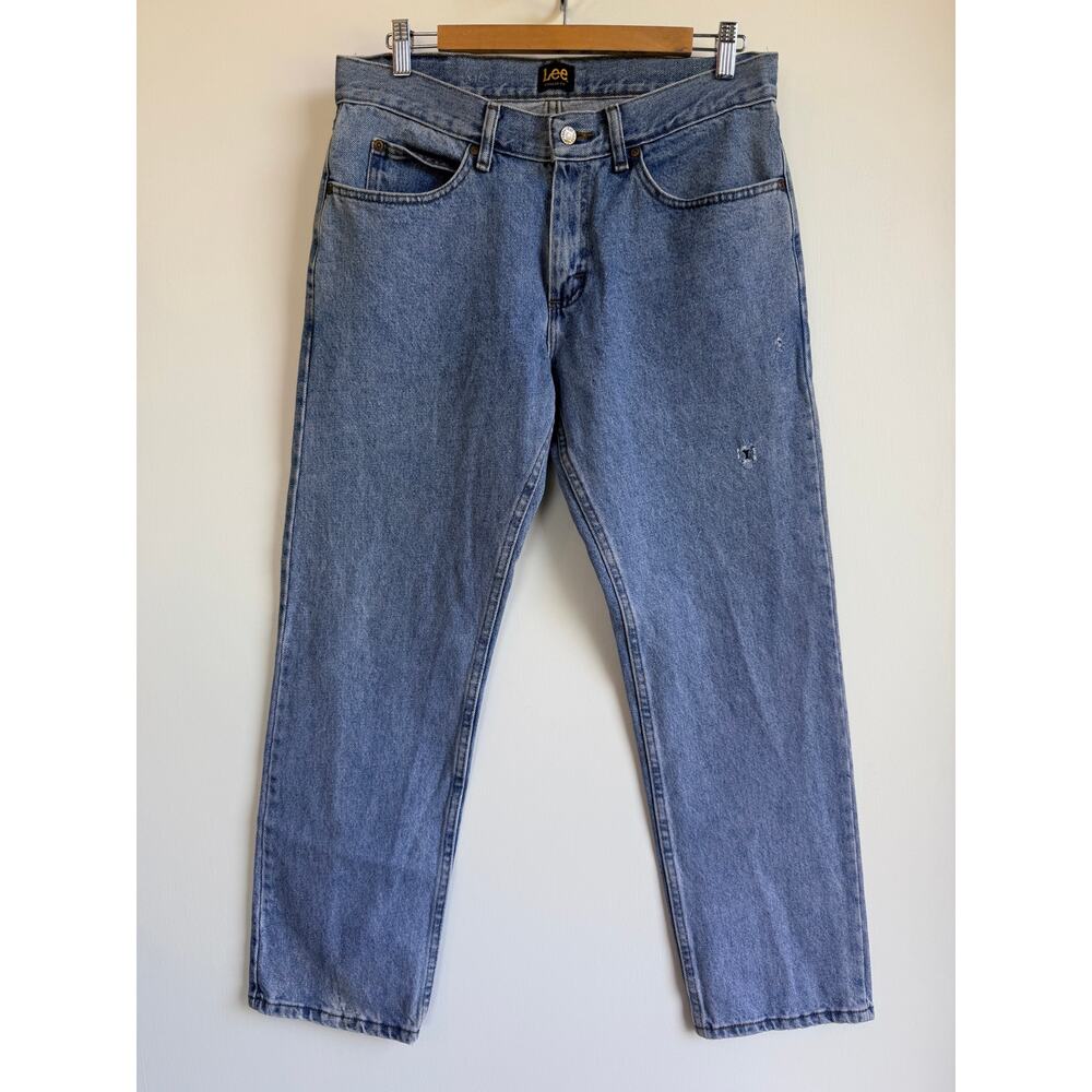 Vintage Lee Jeans Regular Fit Straight Leg Light Wash Blue Denim 32 x 29